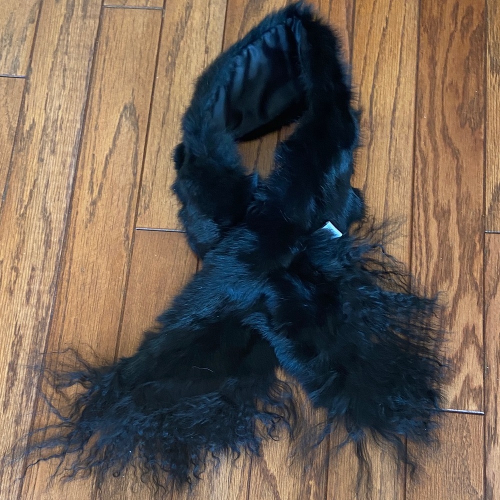 Collection XIIX Black Rabbit Fur Scarf